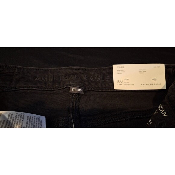 American Eagle Strigid Onyx Black Distressed Ripped Mom Jeans Size 000 23W - Picture 16 of 16